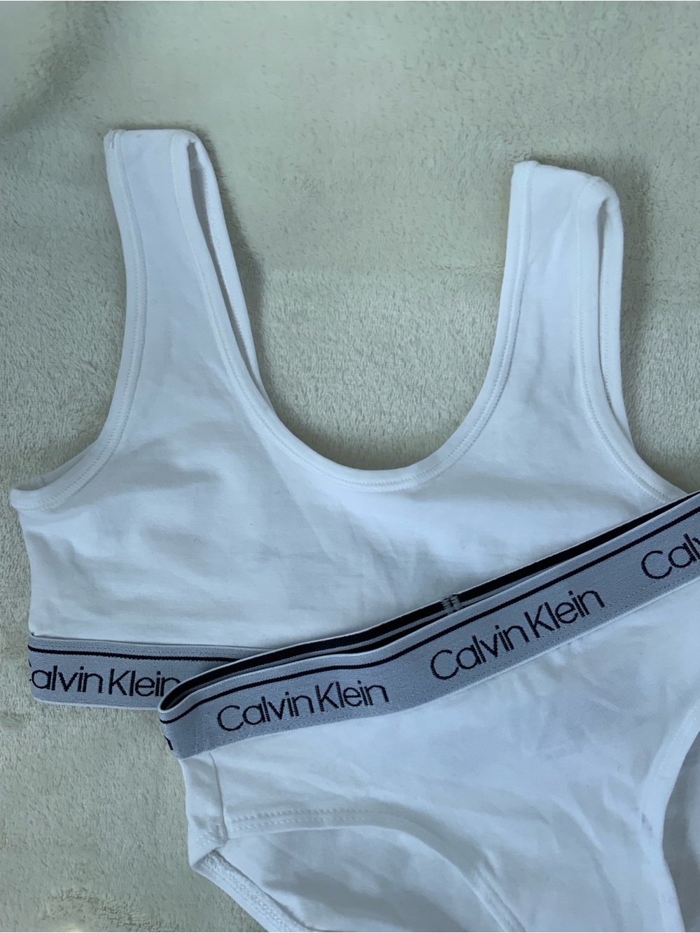 Calvin Klein White Bralette & Black-Trim Briefs